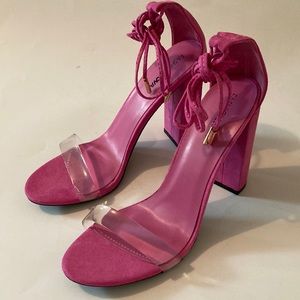 New Fashion Nova Pink Faux Suede Sandals NEW